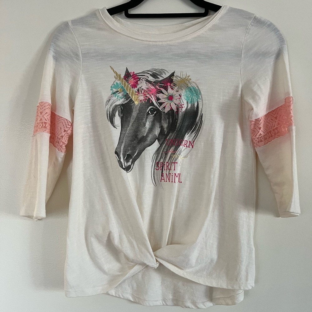 ❤️ Mudd Unicorn 3/4 Sleeve T-shirt Size 10 Girls